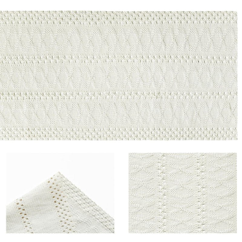 Artoid Mode Beige Farmhouse Woven Rustic Hollow Table Runner, Seasonal Holiday Hollow Kitchen Dining Table Decoration for Home Party Decor 12x72 Inch