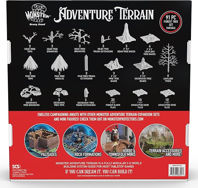 Monster Adventure Terrain 3D Dungeon Interchangeable Builder System - 91pc PAINTABLE Forest Tree Set- Build Modular Worlds in a Snap & Elevate Your Campaign- Compatible with DND Dungeons & Dra