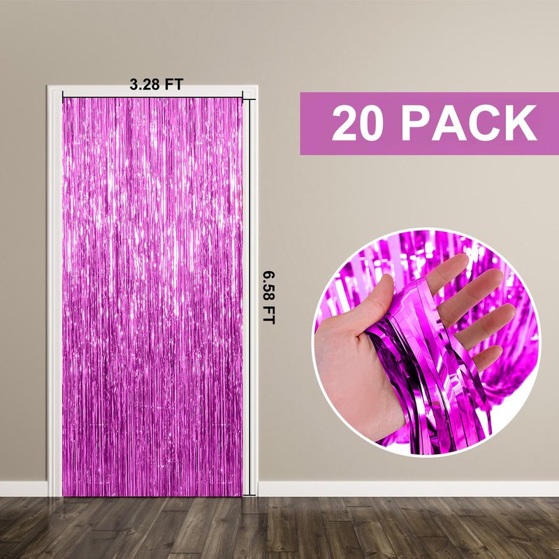 20 Pack Foil Curtain Backdrop Metallic Tinsel Foil Fringe Curtains Photo Booth Props for Birthday Wedding Engagement Baby Shower Bachelorette Christmas Holiday Celebration Party Decorations