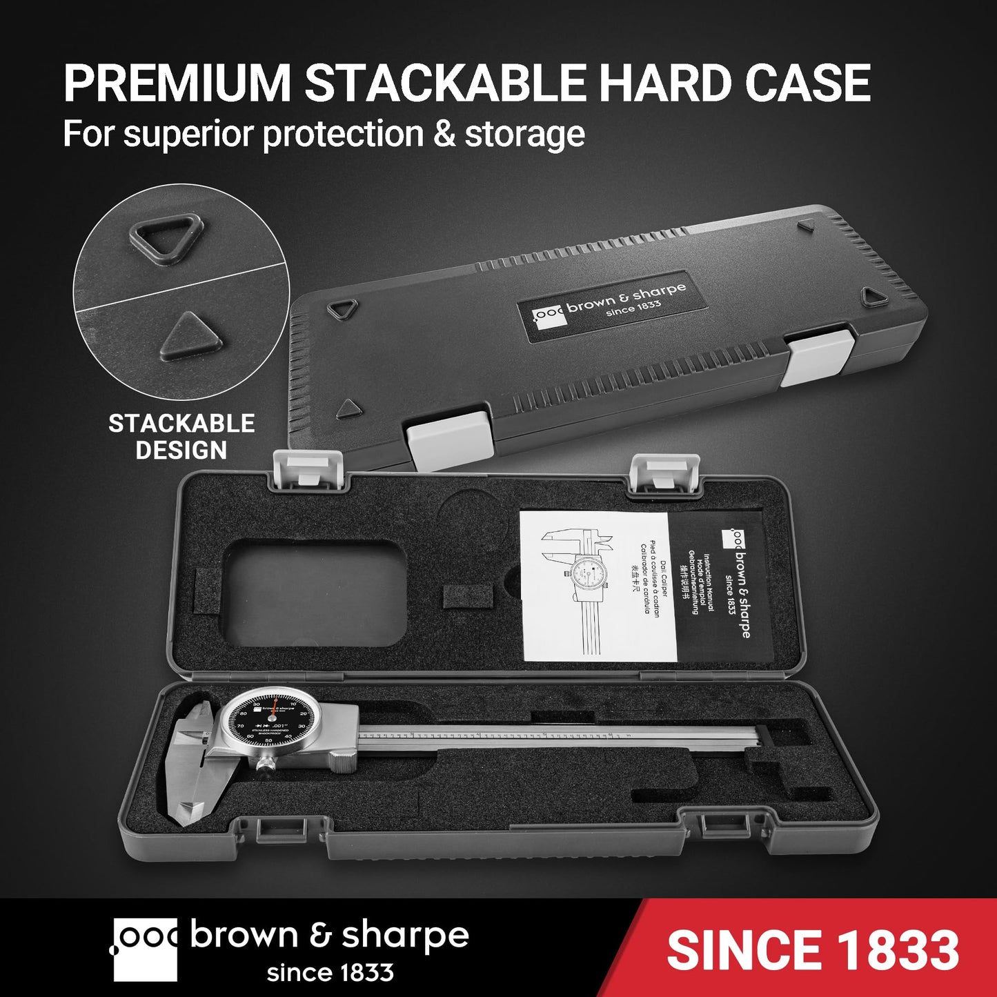 Brown & Sharpe 6" Dial Caliper, 0.001" Resolution, Shockproof Design, Locking Screw, Hardened Stainless Steel Jaws, Zinc-Aluminum Alloy Housing