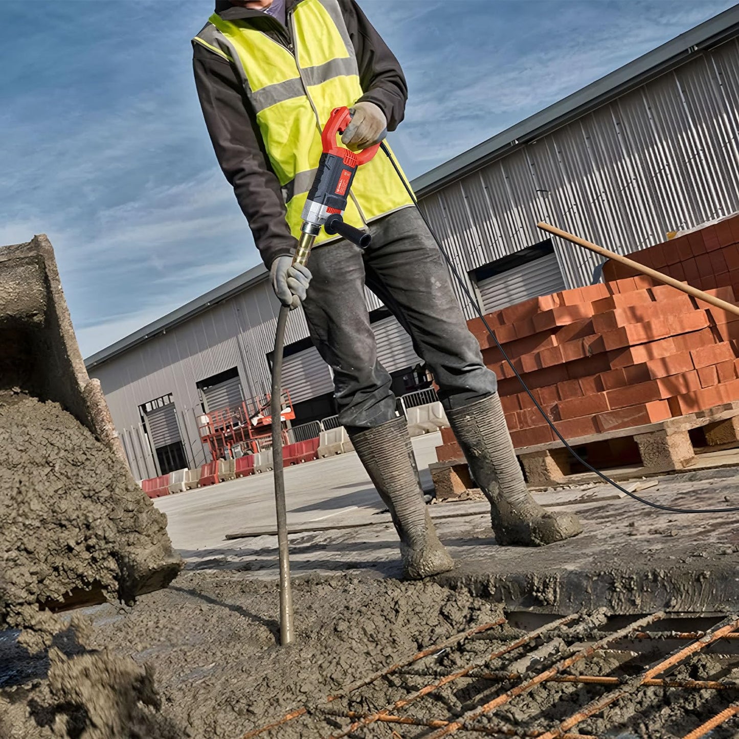 Anbull 1800W Concrete Vibrator 110V, 2M Handheld Electric Vibrabrater 5500RPM, 35mm Bottle Shaker, Portable Pencil Cement Vibrarator for Remove Air Bubble and Mix Concrete