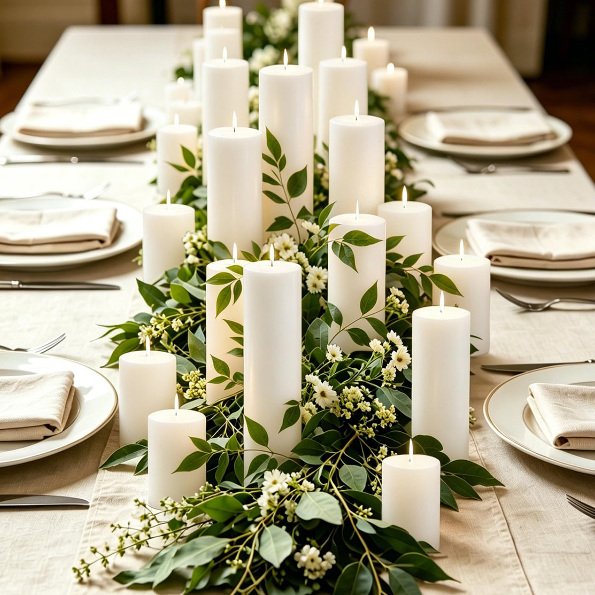 CCXTNQS Long Burning White Pillar Candles Bulk Set of 18, Unscented Low Drip Smokeless 2 in x 3, 6, 8 Inch Candle Set for Wedding Decor, Centerpieces, Mantel, Spa and Home Decor