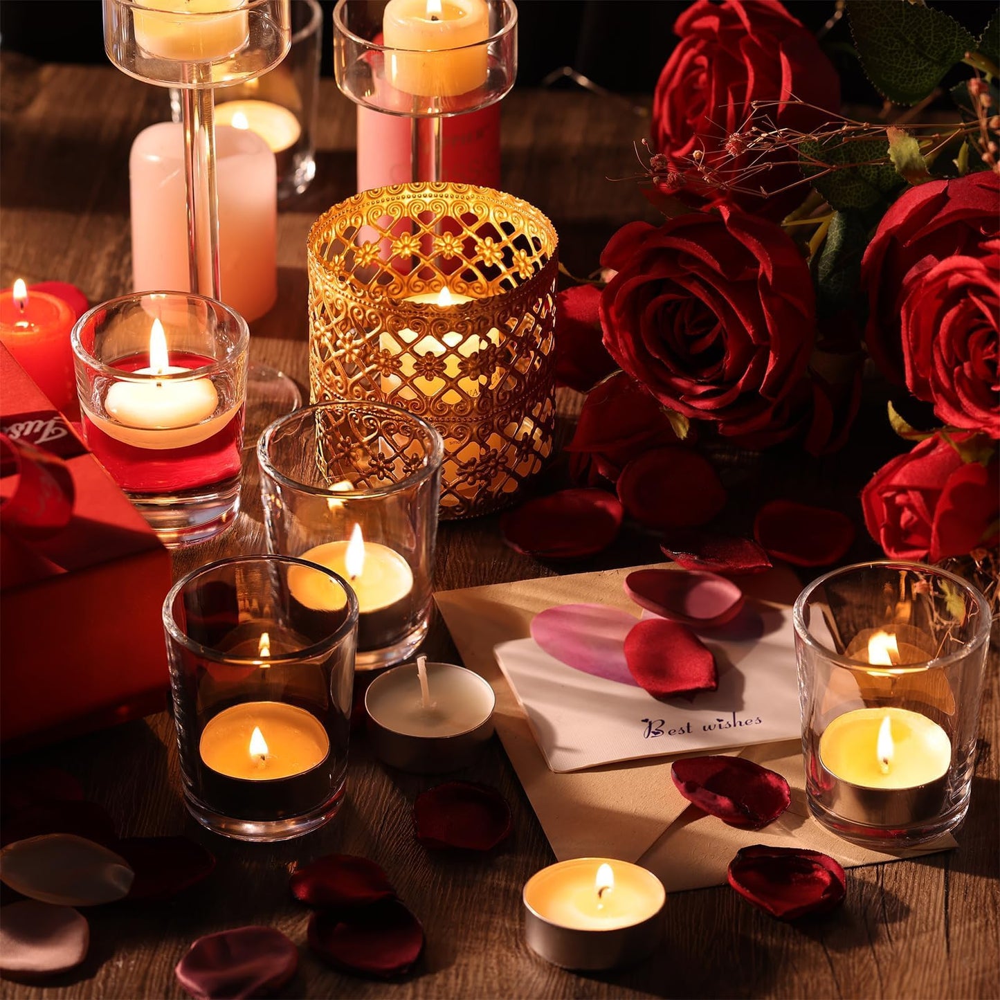 36 Pack Clear Glass Tealight Candle Holders with 36 Tea Light Candles, 4.5-Hour Long Burning Votive Holders for Table Centerpiece, Wedding Decor, Proposal Party & Home Decor