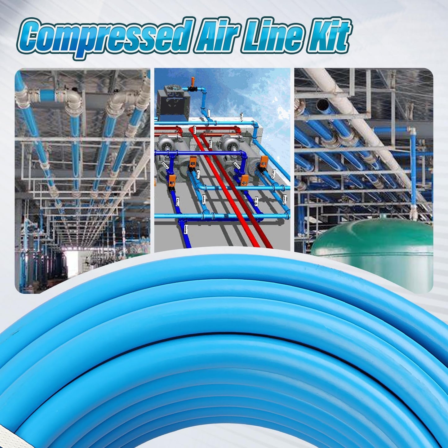 3/4 Inch ID x 100 ft Compressed Air Piping System Kit with Dual-Outlet Aluminum Manifolds, Garage Shop Air Line Kit for Air Compressor, 200 PSI