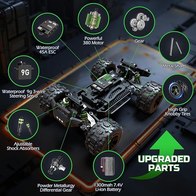 36KMH 1:18 Remote Control Car RC Cars Truck for Adults Boys Age 8-12 Kids All Terrain 4X4 High Speed Fast Off-Road Electric VehicleFull Proportional Synchronous Control System 2.4GHz