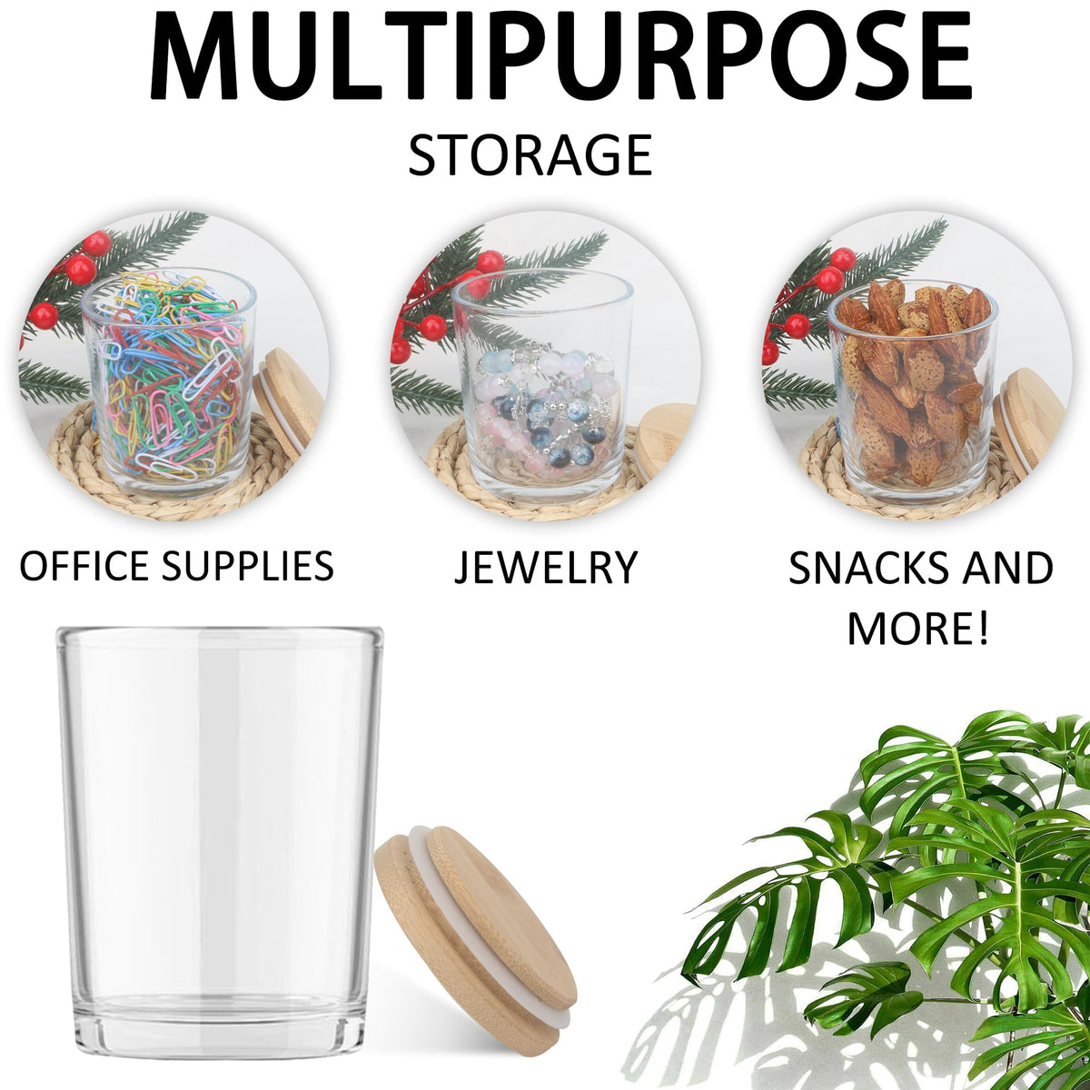 MILIVIXAY 12 Pack 10 OZ Clear Thick Glass Candle Jars with Lids - Bulk Empty Candle Jar for Making Candles - Spice, Powder Containers.