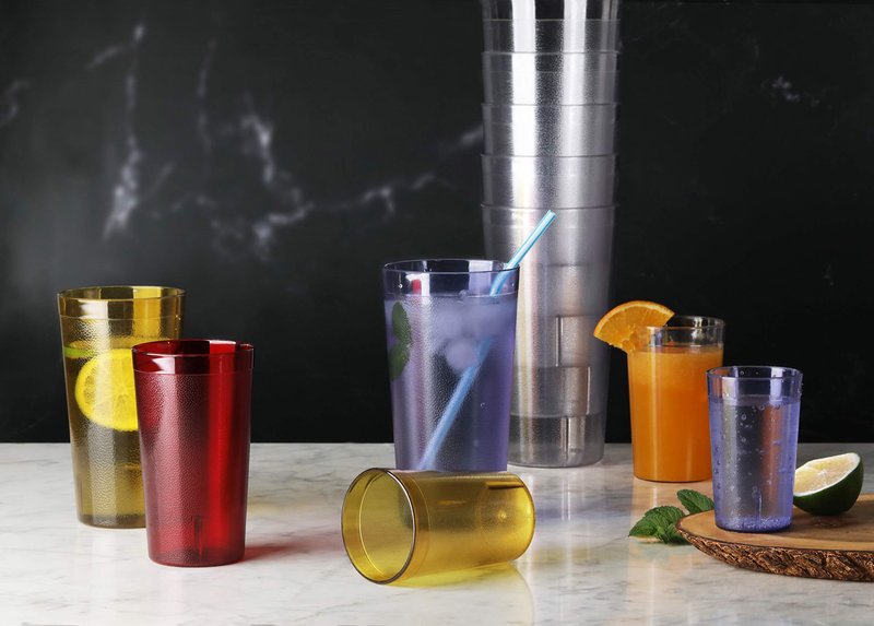 New Star Foodservice Restaurant-Grade Polycarbonate Beverage Tumblers, 20 oz, Red, Set of 12