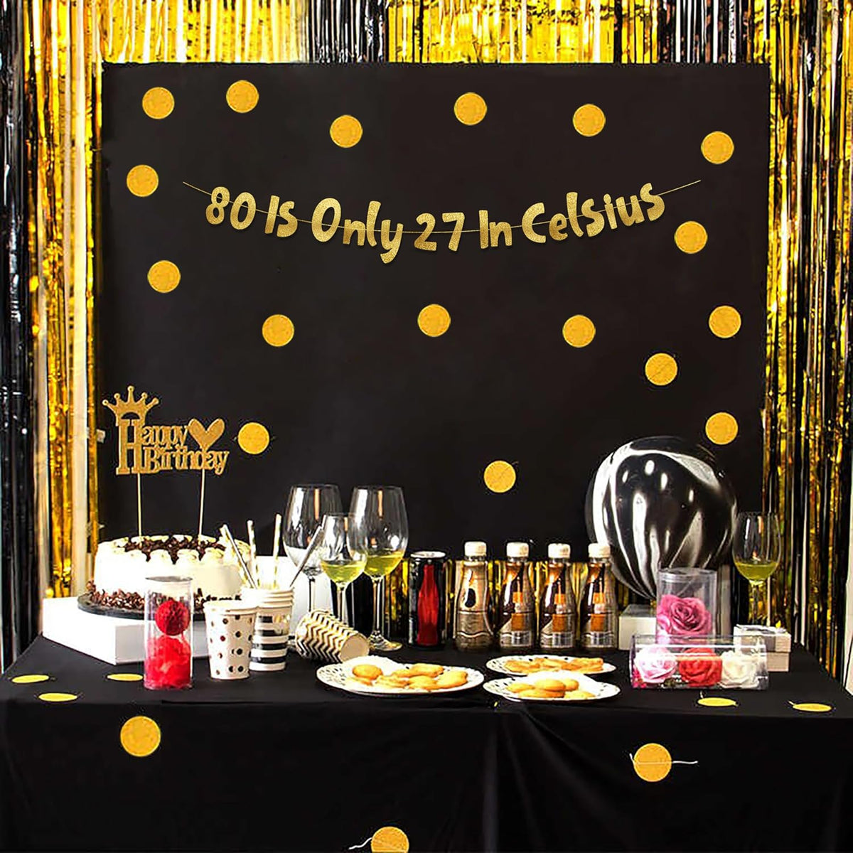 Pre-Strung 80 Gold Glitter Banner - 80th Birthday Decorations for Men & Women | Party Supplies