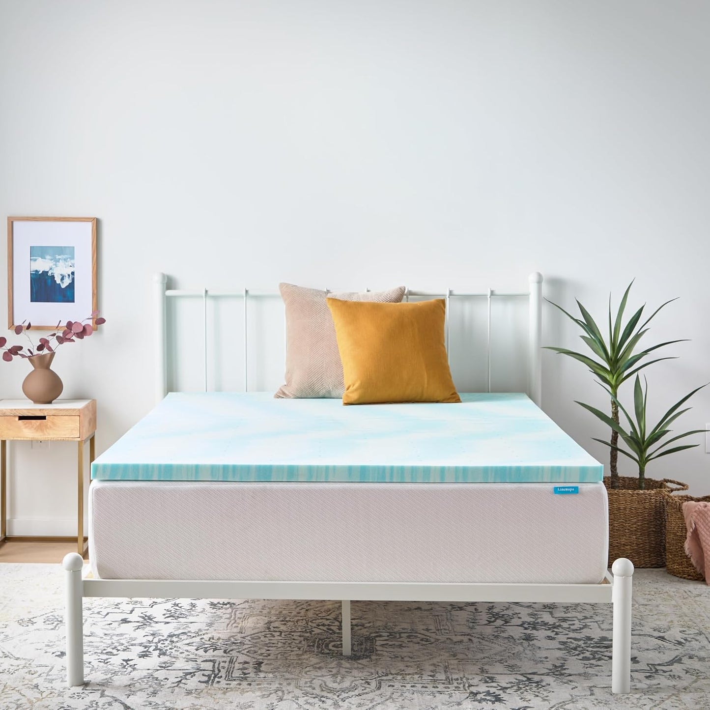 Linenspa 2 Inch Gel Memory Foam Mattress Topper - Twin Size, Cooling & Pressure Relieving | CertiPUR Certified