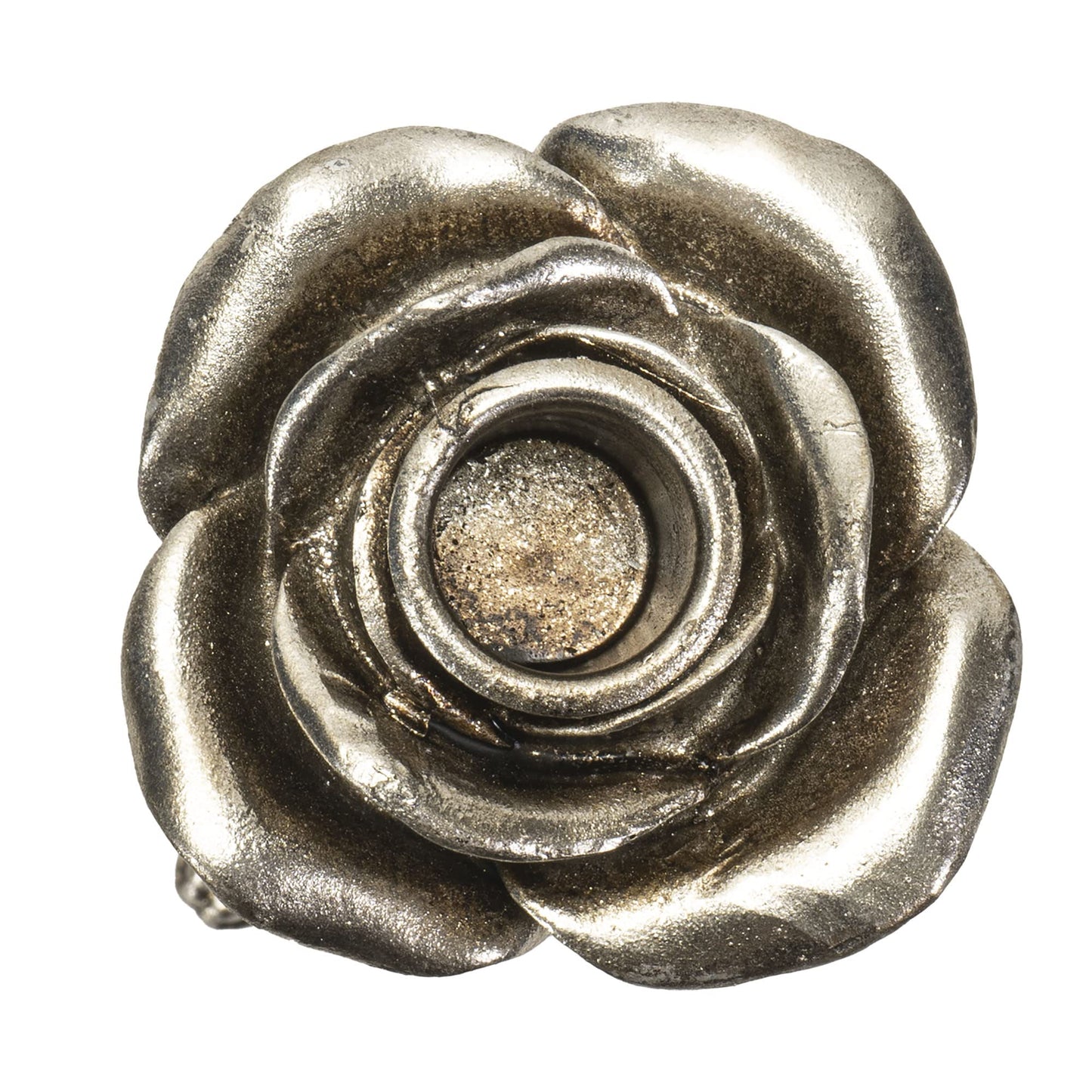 Antique Silver Rose Candle Stick Pillar Holder