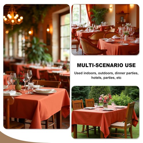 Fitable 6 Pack Rust Round Tablecloths - 120 Inches in Diameter - Stain Resistant and Washable Fall Table Clothes, Polyester Fabric Table Covers for Wedding, Party, Banquet, Formal Events