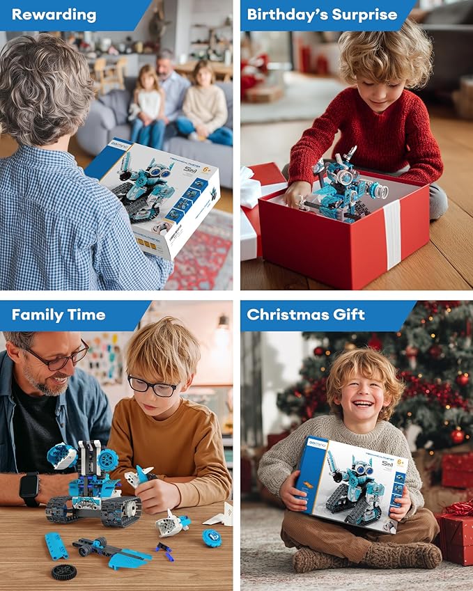 5 in 1 STEM RC Robot Building Kit 398PCS APP & Remote Control Blocks DIY Engineering Robotics Erector Science Set for Kids Age 6 7 8 9 10 11 12+ Educational Learn Toys Gift for Boys & Girls