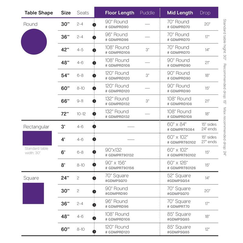 Gee Di Moda Rectangle Tablecloth - 60 x 102 Inch Purple Table Cloth for 6 Foot Rectangle Tables - Heavy Duty Washable Fabric - for Holiday Party, Dinner, Weddings, Baby Shower & Events