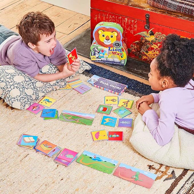 eeBoo: Lion in My Way Game - A Game of Imaginative Problem Solving Journey Through Hazards & Barriers Animal Shaped Box Children Kids Ages 5+