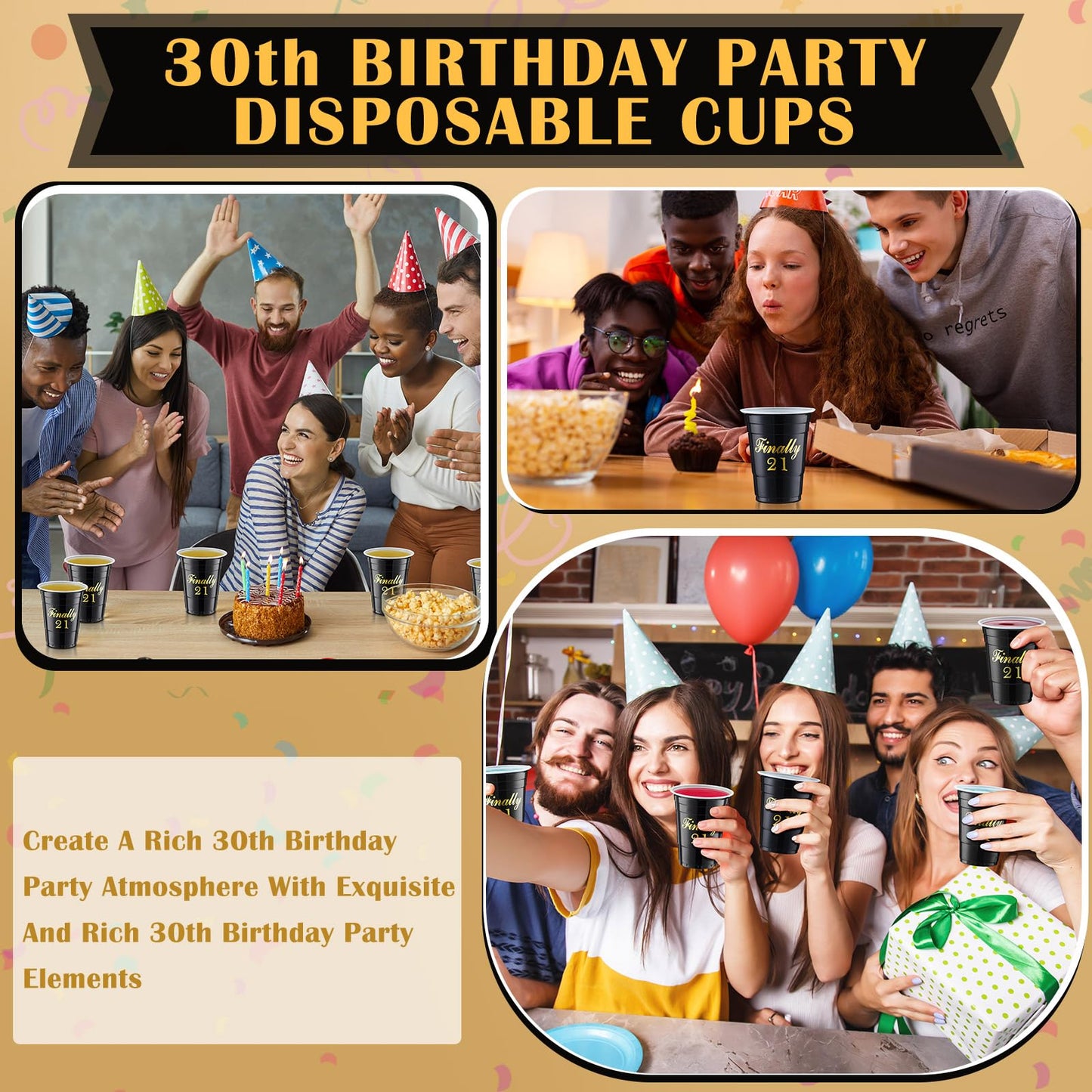 Nuogo 50 Pcs Finally 21 Birthday Party Disposable Cups 16 oz Plastic Cups 21st Birthday Party Favors Gift for Her and Him Women Men Anniversary Wedding Decorations