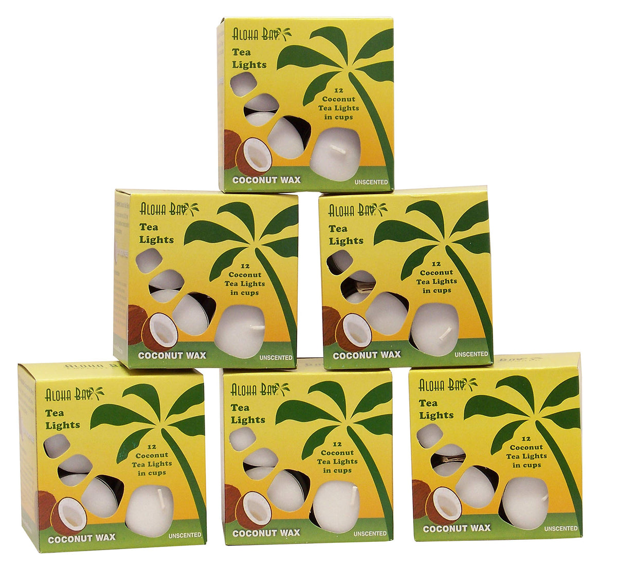 Aloha Bay - Coconut Wax Tealight Candles - Unscented Candles that Burn Completely with No Wax Left Behind | Long-Burning Tealights, & Ideal for Accent Lighting | 72 pcs | White