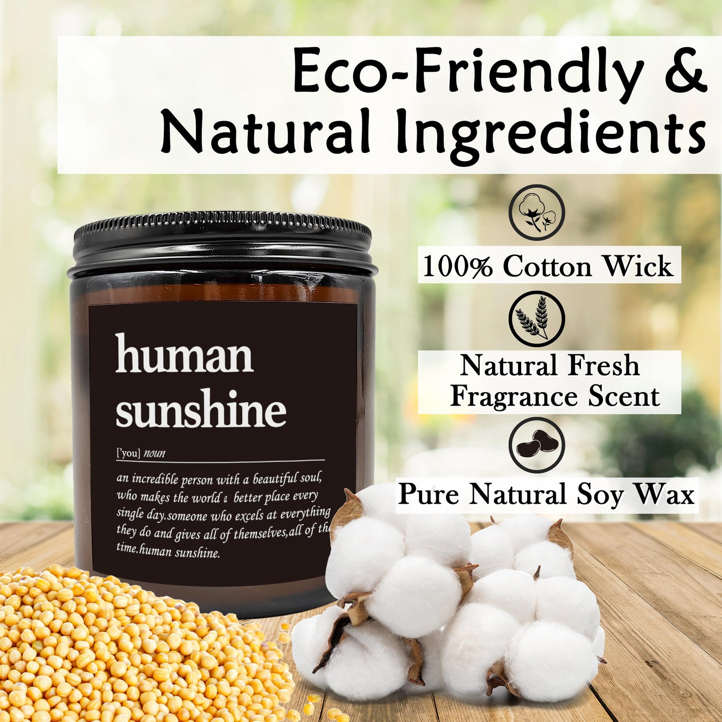 HIWX Human Sunshine Scented Candle - Appreciation Gifts for Teachers, Coworkers - Inspirational Soy Jar Candle Gift Holders - Lavender Scented 8oz