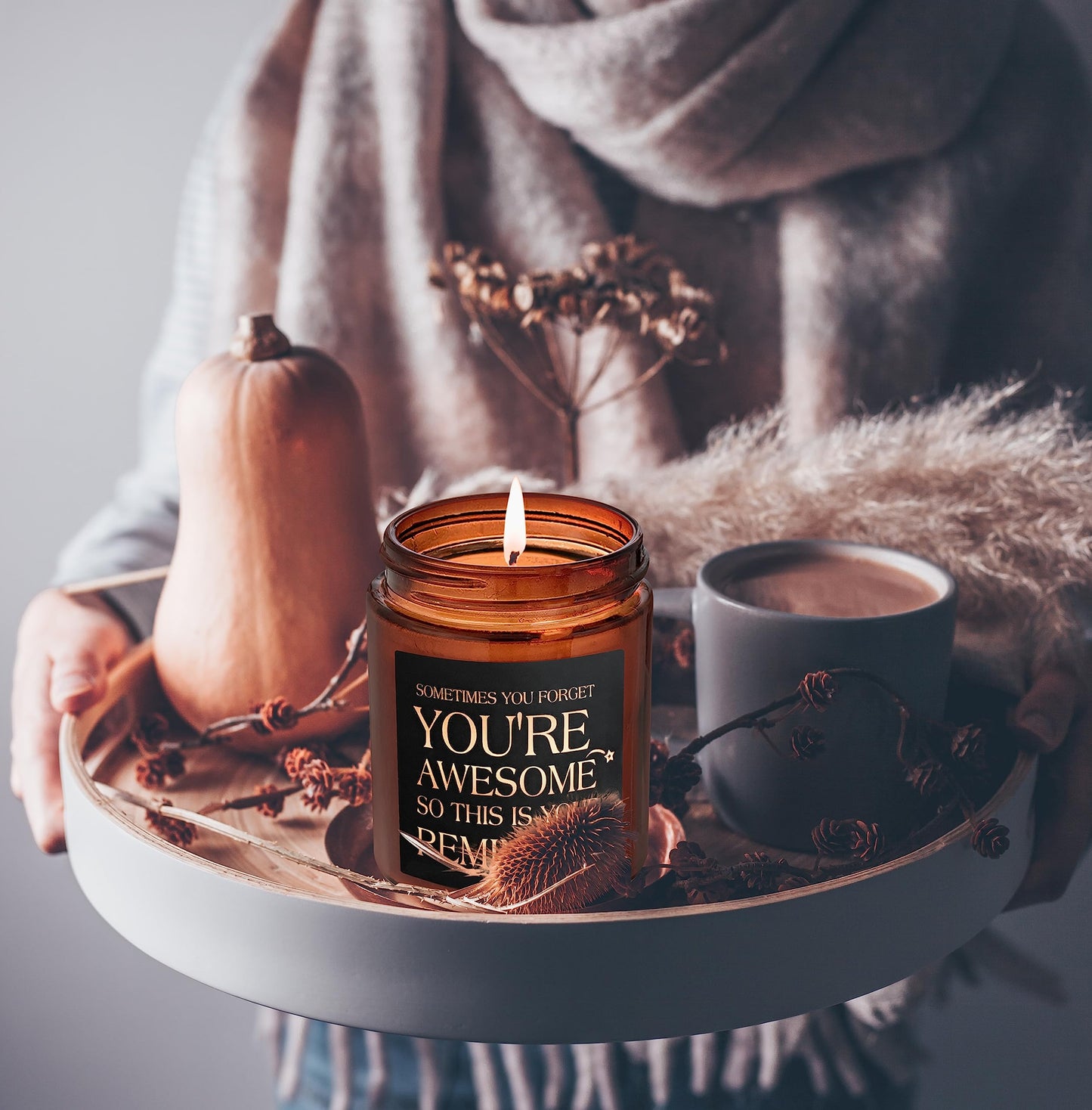 Briojoy Gifts for Women Men - Inspirational Relaxing Stress Relief Candle - Friendship, Birthday Gift for Her Sister Wife Girlfriend Best Friend Coworker - You're Awesome Natural Soy Candle for Home