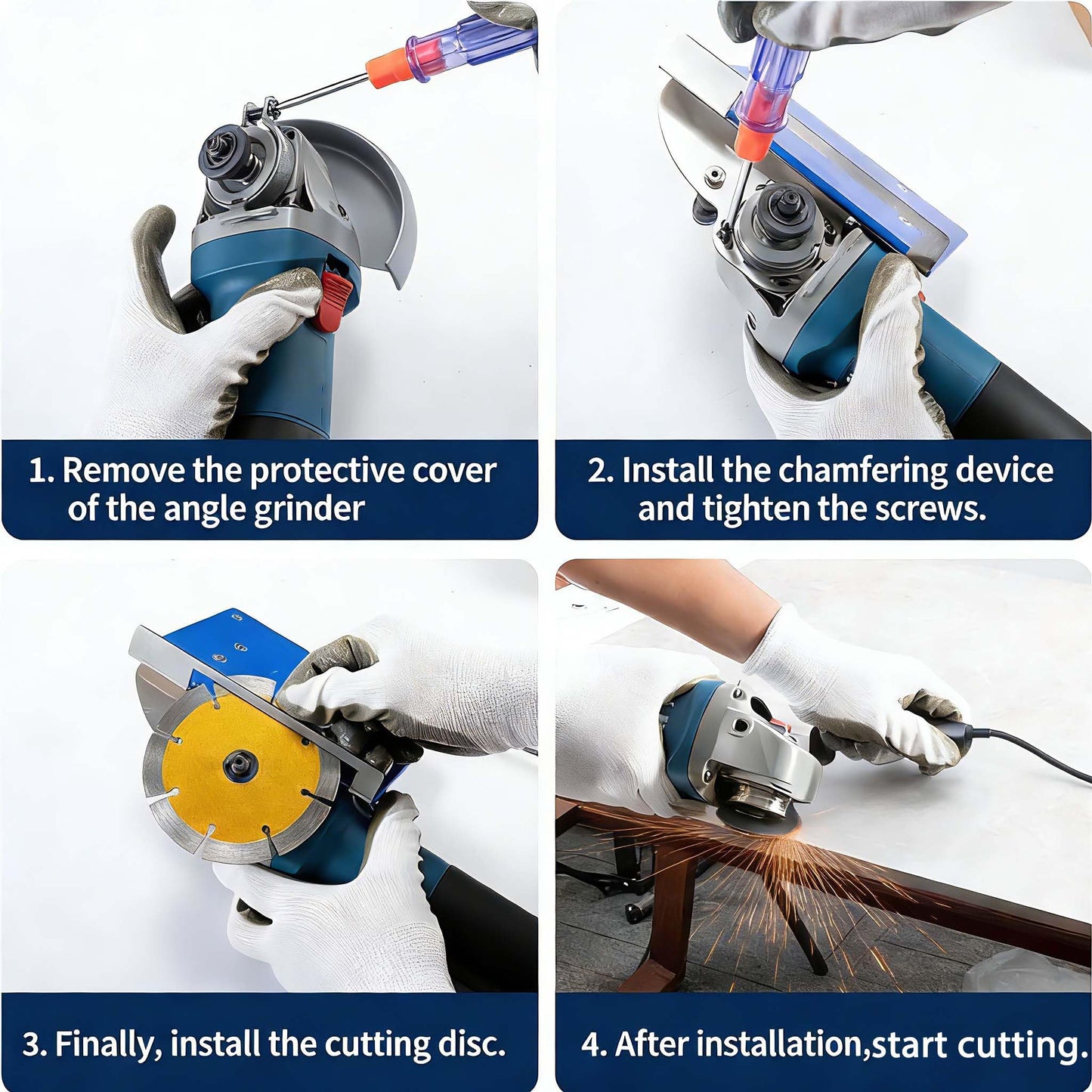 45 degree tile chamfering tool, 100-Type Universal 45 Degree Tile Chamfering Stand Type Angle Grinder,Angle Grinders with Gloves & 39Inch Hose