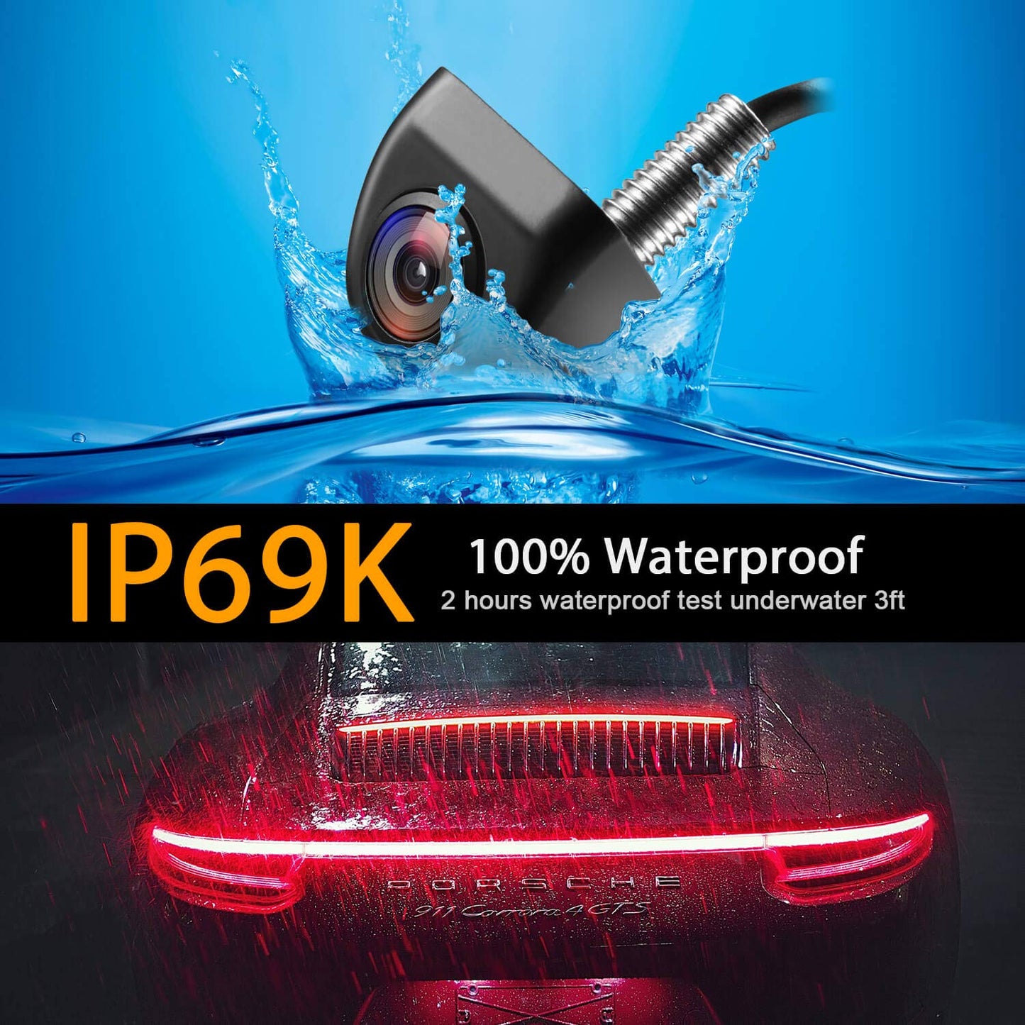 NATIKA Backup/Front View Camera,IP69K Waterproof Great Night Vision HD and Super Wide Angle Metal OEM Style Reverse Rear View Backup Camera for Cars Pickup Trucks SUVs RVs Vans (Black)