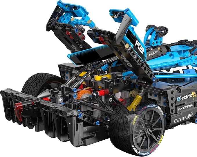 1:8 Scale FE Electric Formula Race Car Building Set Aerodynamic Design with Halo Anti-Collision Frame & Large Tail Fin Independent Suspension & Steering Quick-Install for Remote Control Ag