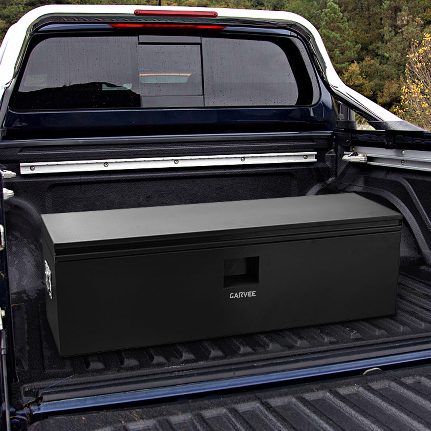 Garvee Steel Truck Tool Box Heavy Duty Truck Bed Toolbox w/Dual Lids, Lockable & Weatherproof, Fits for Pickup, Truck Bed, RV, Trailer