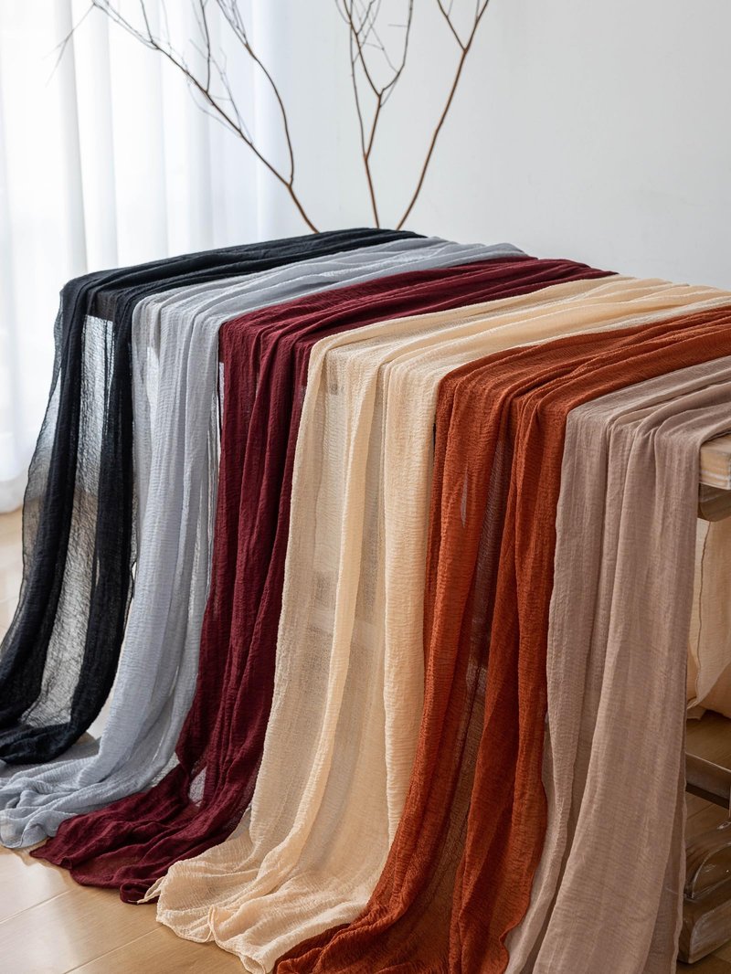 Keketoarrange 10pcs Navy Blue Gauze Rustic Cheesecloth Table Runner 120 Inch 10 FT for Wedding Baby Shower Bridal Shower Birthday Engagement Garden Outdoor Party Long Sheer Boho Decorations