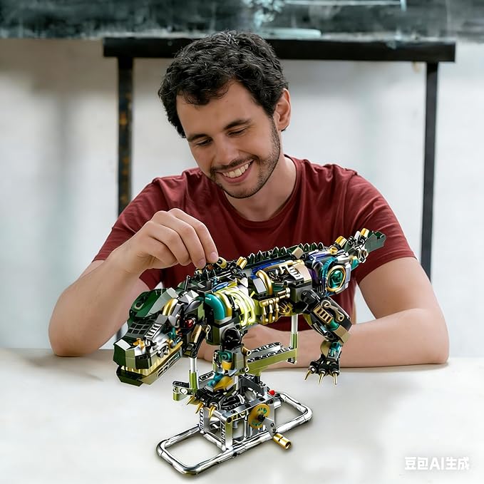 Mechanical Crocodile Building Set with Lights and Display Stand Lego-Compatible Animal Building Blocks Toy Home Decor Gift for Boys Teens Kids and Adults Aged 12+ (996 Pieces)