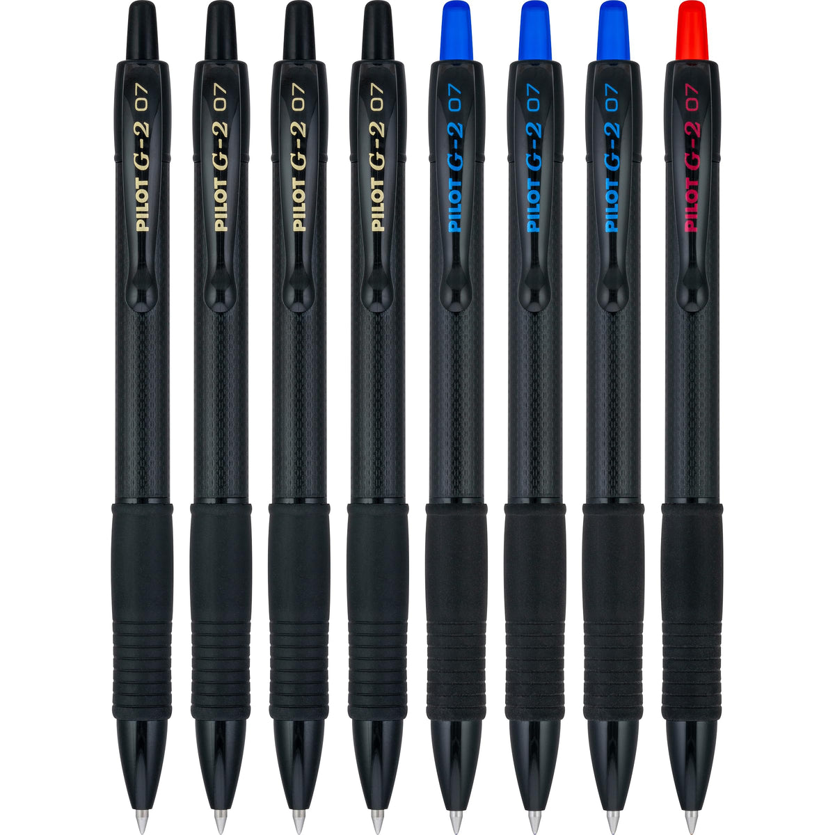 PILOT, G2 Edge Black, Blue and Red, Premium Gel Roller Pens, Sensory Writing Experience, 8ct box, Fine Point 0.7 mm