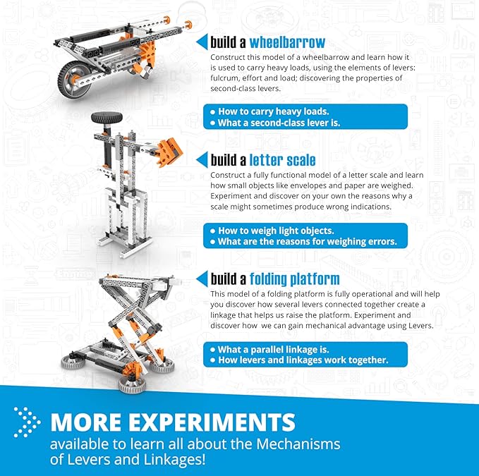 Engino STEM Toys 16 Models in 1 Mechanics Levers & Linkages Construction Toys for Kids 9+ Educational Kit Gift for Boys & Girls Fun Kids Activities Engineering Kit