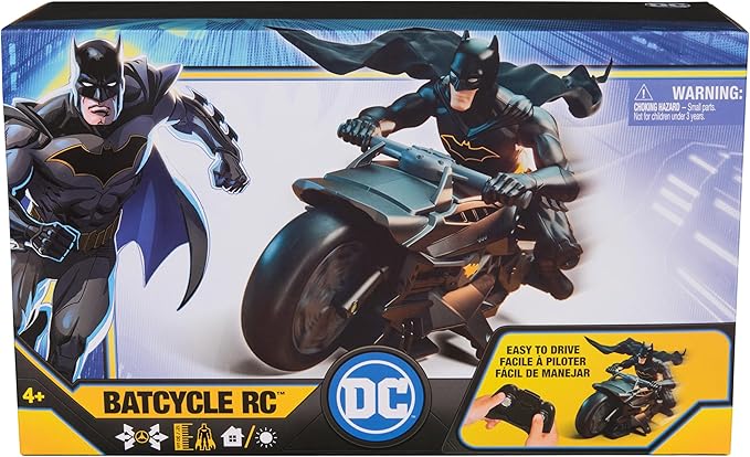 DC Comics Batman Stealth Remote Control Batcycle with 12 Batman Action Figure Super Hero Kids Toys for Boys and Girls Ages 4 & Up