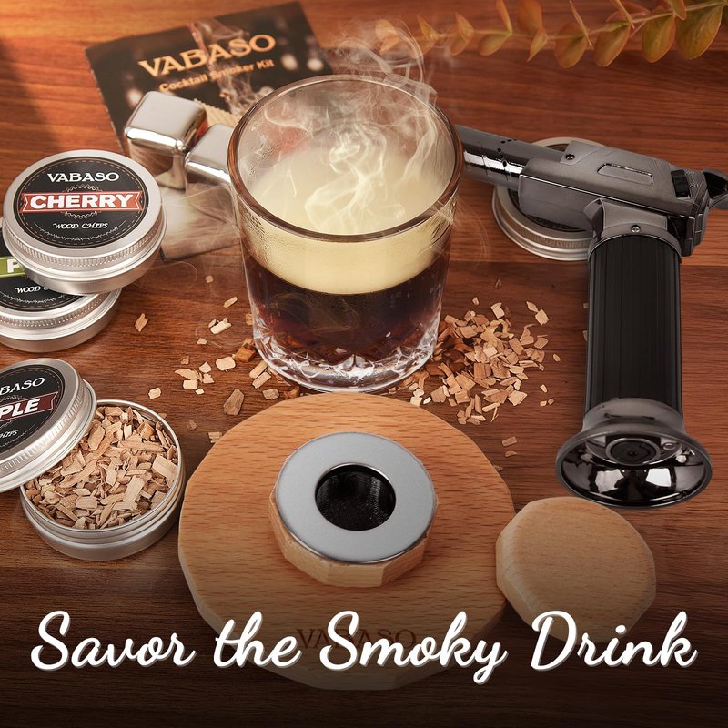 18PCS Whiskey Smoker Kit with Torch - 6 Flavors of Wood Chips, 2 Glasses, Ice Molds - Cocktail Smoker Kit, Old Fashioned Smoker Kit, Birthday Bourbon Whiskey Gifts for Men, Dad, Husband