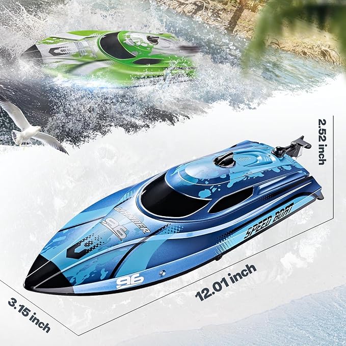 BEZGAR RC Boat 12 inch Remote Control Boat for Kids and Adults 25 KPH Fast RC Speed Boats with 700mAh Battery Ideal Waterproof Toy for Lakes & Pools - TX126 Blue