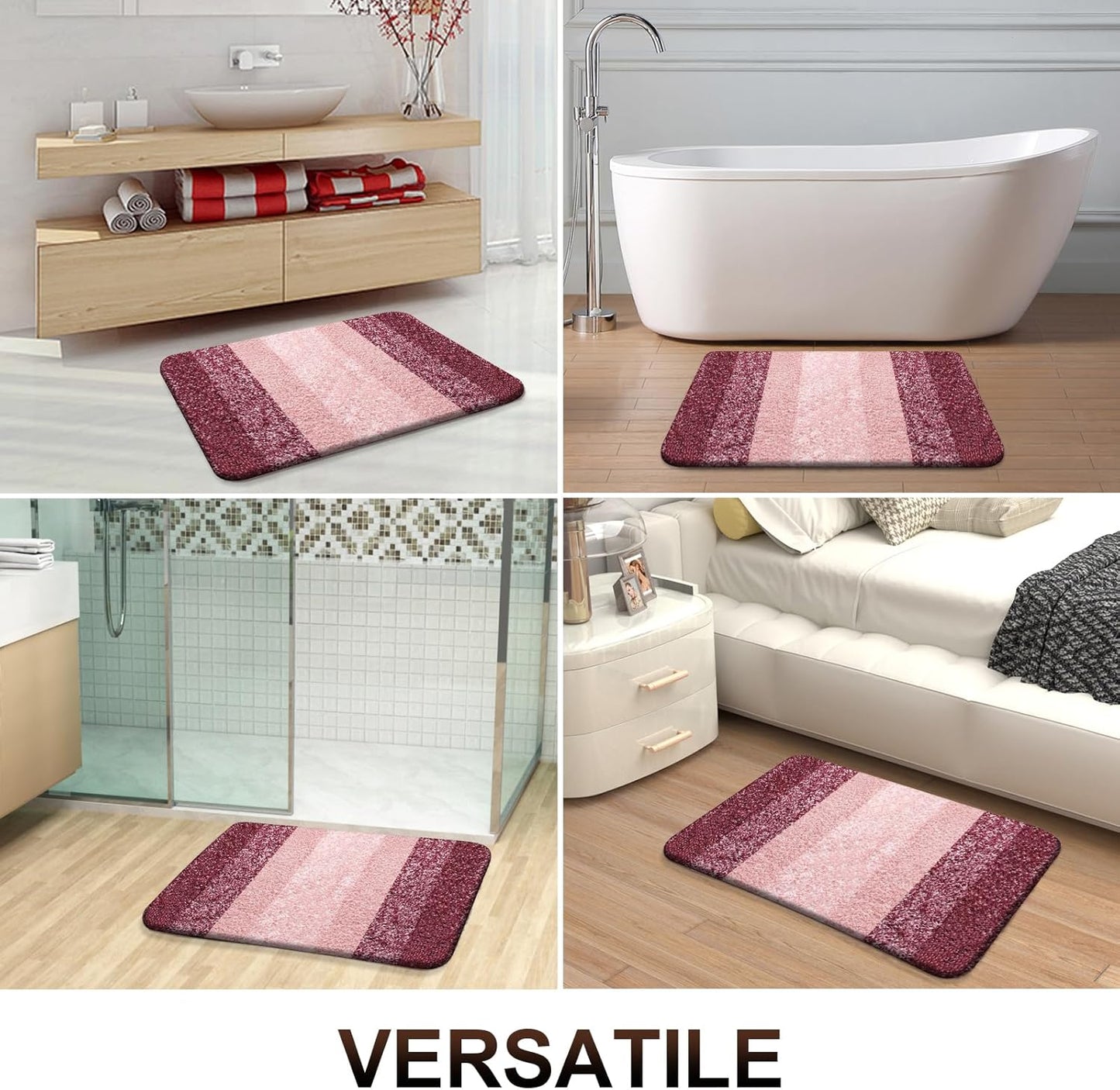 OLANLY Bathroom Runner Rug - Extra Soft Microfiber Mat, Quick Dry & Washable, 59x20 Inches, Red