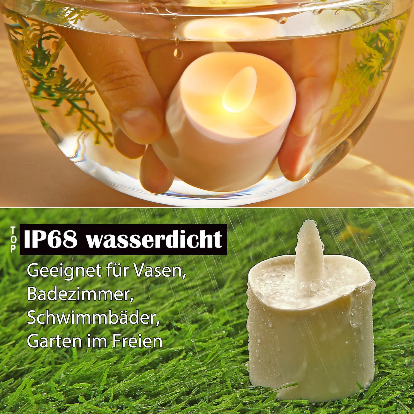 HL Rechargeable Waterproof LED Tea Lights with Remote & Timer, 100H Flameless Votive Candles for Indoor/Outdoor, Flickering Décor for Weddings, Parties, Halloween & Christmas.