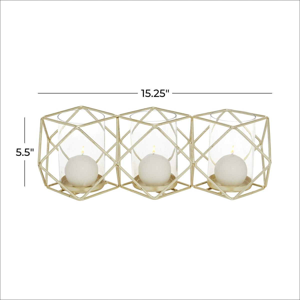 Deco 79 Modern Metal Solid Candle Holder, 15" x 5" x 5", Gold