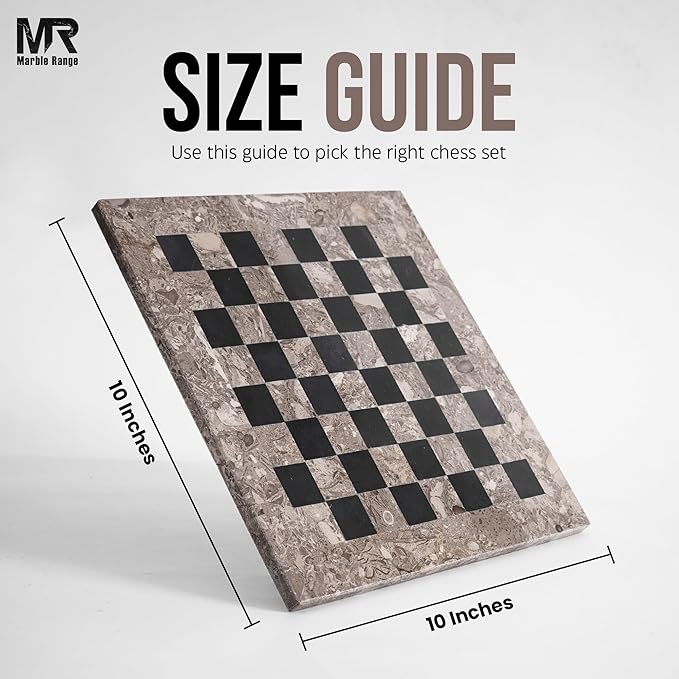 Marble Chess Set for Adults 10 Handmade Oceanic & Black Board Game with 32 Chess Pieces 2 Extra Queens & Storage Box Luxury Travel Game Elegant for Home Decor