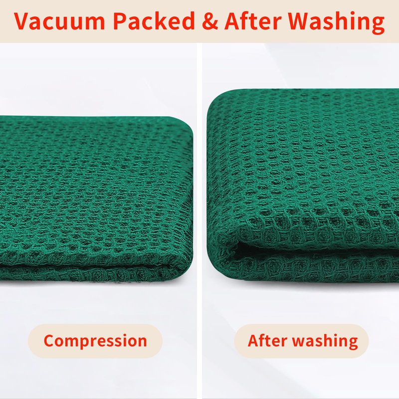Homaxy 100% Cotton Waffle Weave Kitchen Dish Towels, Ultra Soft Absorbent Quick Drying Cleaning Towel, 13 x 28 Inches, 8-Pack, Dark Green