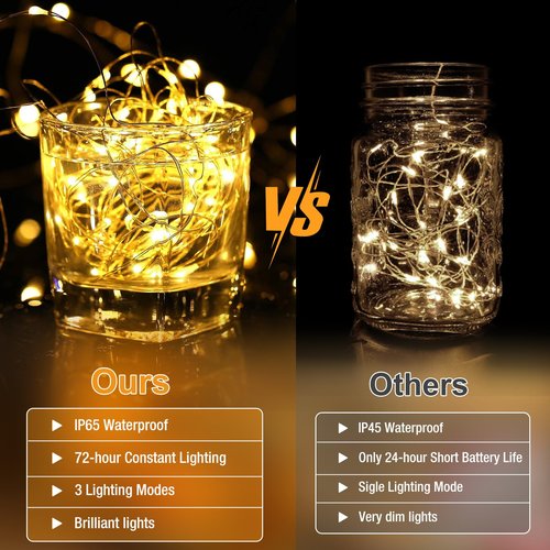 Fairdeer 30 Pack Fairy Lights Battery Operated - 7ft 20 Led Twinkle Lights 3 Modes, Bulk Mini String Lights Waterproof for Mason Jars Vases DIY Party Wedding Decoration Christmas -Warm White