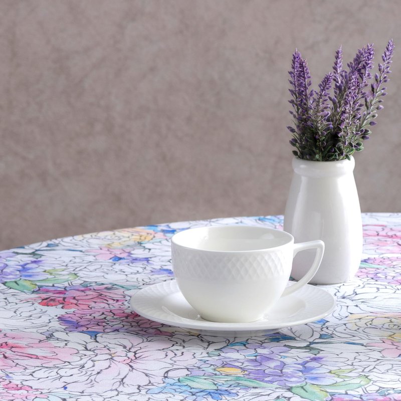 Maison d' Hermine Table Cloth Round Table 100% Cotton 63 Round Inches Tablecloth Reusable Decorative for Dining Kitchen Room Farmhouse Home Gifts for Mothers Day Spring Summer - Floral Love