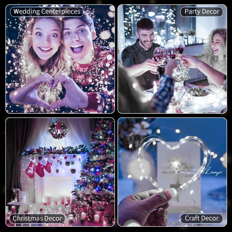 20 Pack LED Fairy Lights Battery Operated,7FT 20 LED Waterproof Mini Twinkle String Lights Battery Powered for Christmas Mason Jars Party Cool White