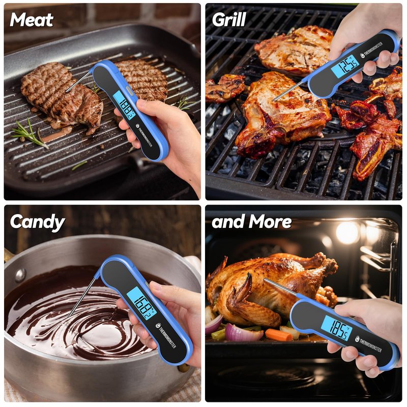 0.5 Sec Instant Read Meat Thermometer Digital with ±0.5℉ Precision, Food Thermometer for Cooking Kitchen Gadgets, Oven Grill Candy BBQ Essentials Accessories, Gifts for Him Dad Men Birthday, Blue