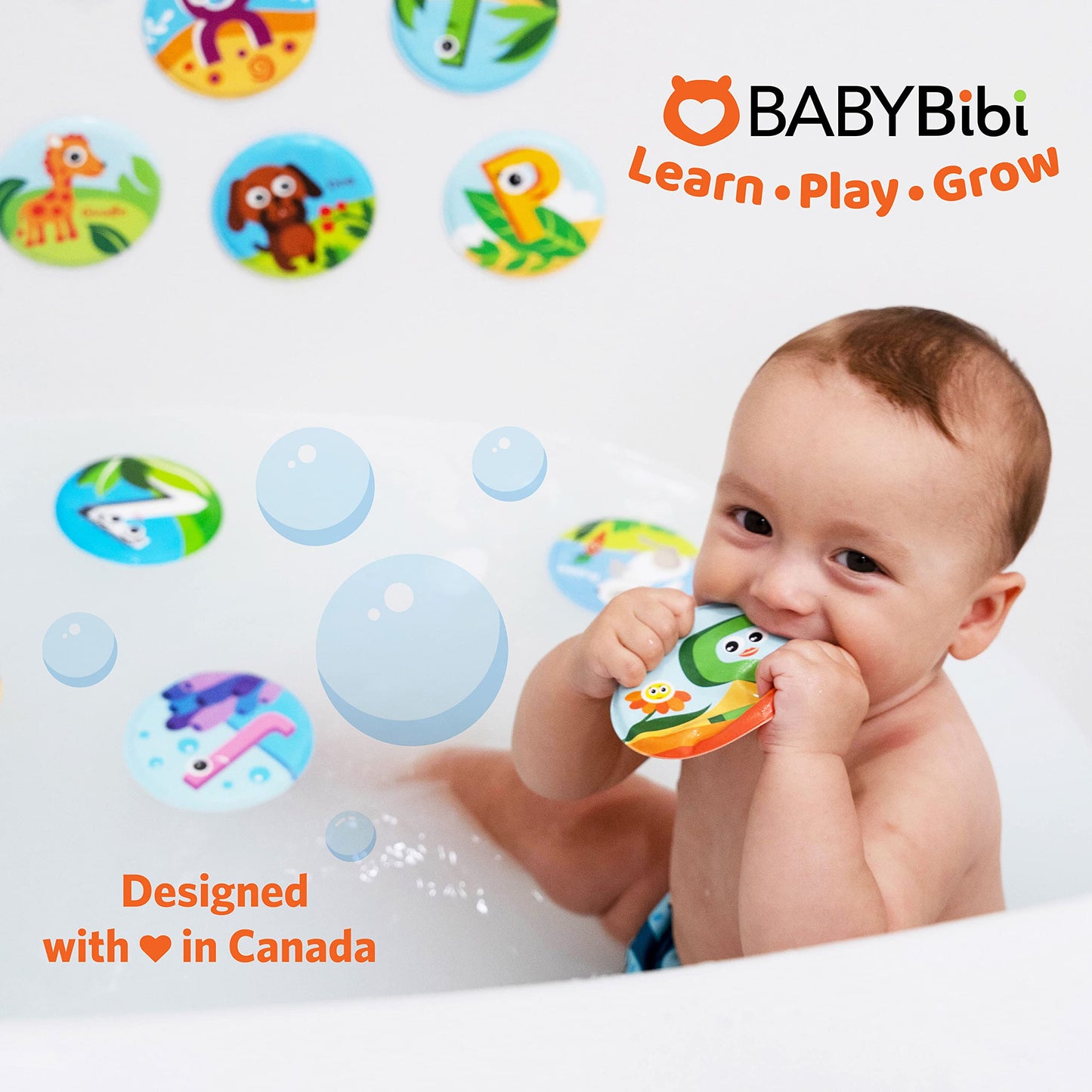 Floating Animals & Alphabet Flash Cards for Bathtub - Preschool Learning Toddler Flash Cards - Educational Bath Toys for 18 Months+ (Set of 26)