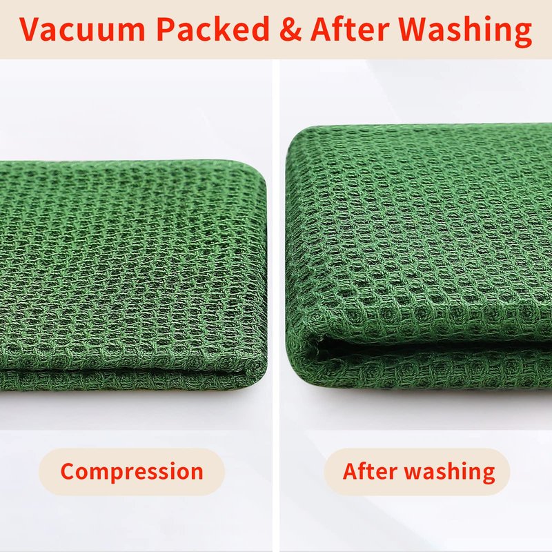 Homaxy 100% Cotton Waffle Weave Kitchen Dish Cloths, Ultra Soft Absorbent Quick Drying Dish Towels, 12 x 12 Inches, 6-Pack, Grass Green