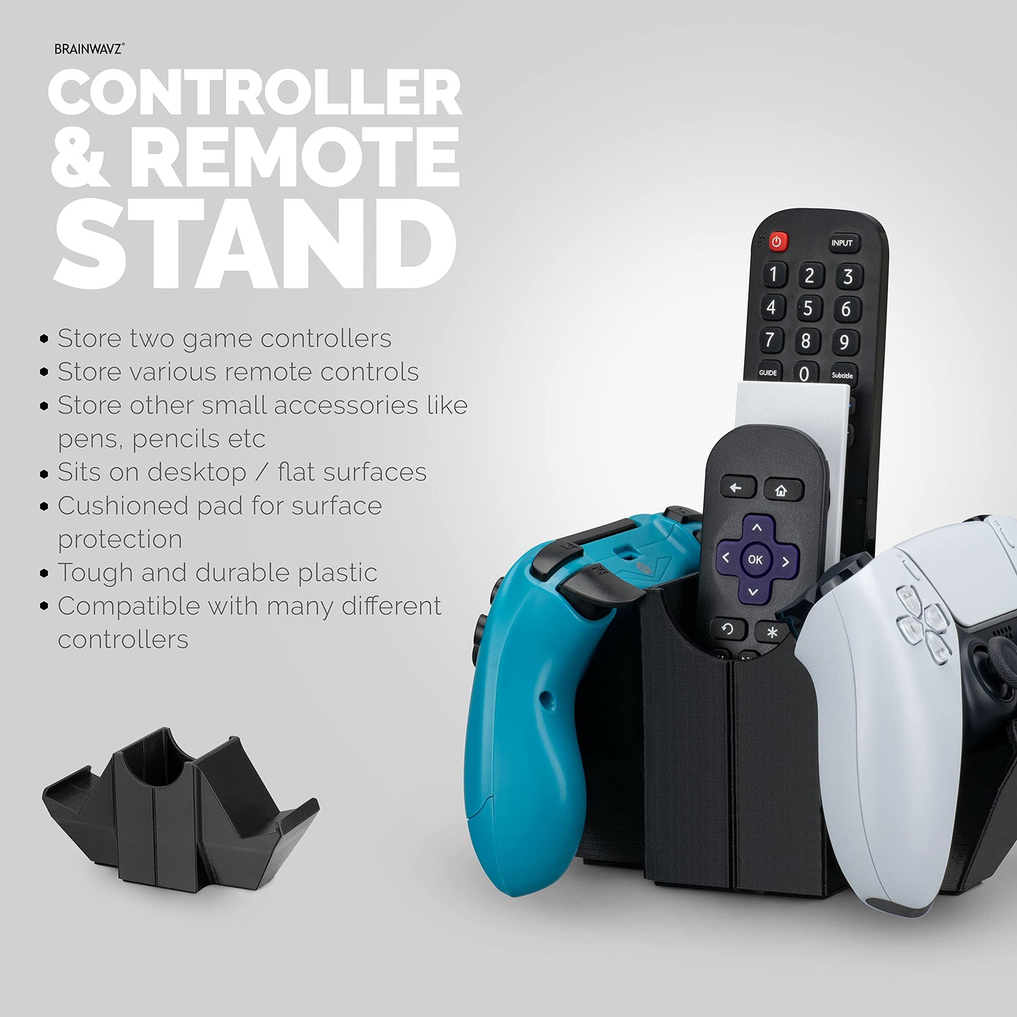 BRAINWAVZ Dual Game Controller & Storage Desktop Holder, Universal Design for Xbox ONE PS5 PS4 PC Gamepads, Reduce Clutter, UGDS-01