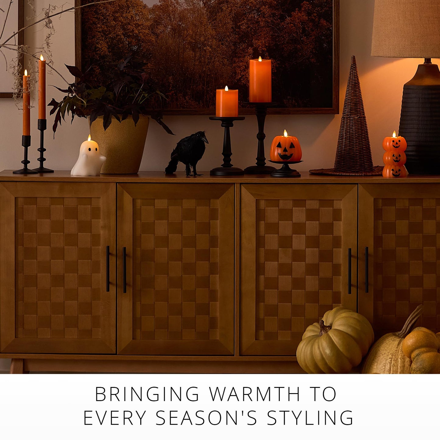 Luminara Flickering Flameless LED Candle, Battery Operated with Timer Function, Russet Orange Pillar 3"x 4.5" Inch, Real Wax Unscented Fall Home Indoor Decor, Remote Ready (Sold Separately),Melted Top