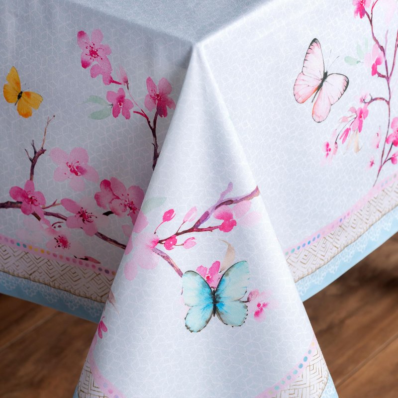 Maison d' Hermine Table Cloth Rectangle Table 100% Cotton 60 x 108 Inches Tablecloth Reusable Decorative for Dining Kitchen Room Farmhouse Home Gifts for Mothers day Spring Summer - Blossoms in Spring
