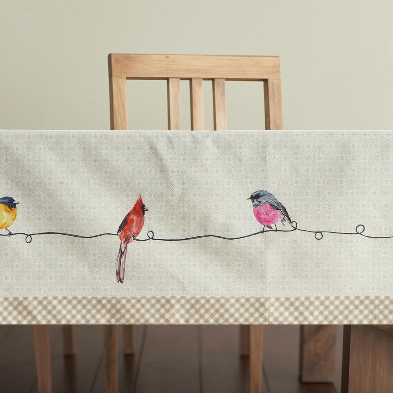 Maison d' Hermine Table Cloth Rectangle Table 100% Cotton 70 x 120 Inches Tablecloth Reusable Decorative for Dining Kitchen Room Farmhouse Home Gifts for Mothers Day Spring Summer - Birdies on Wire