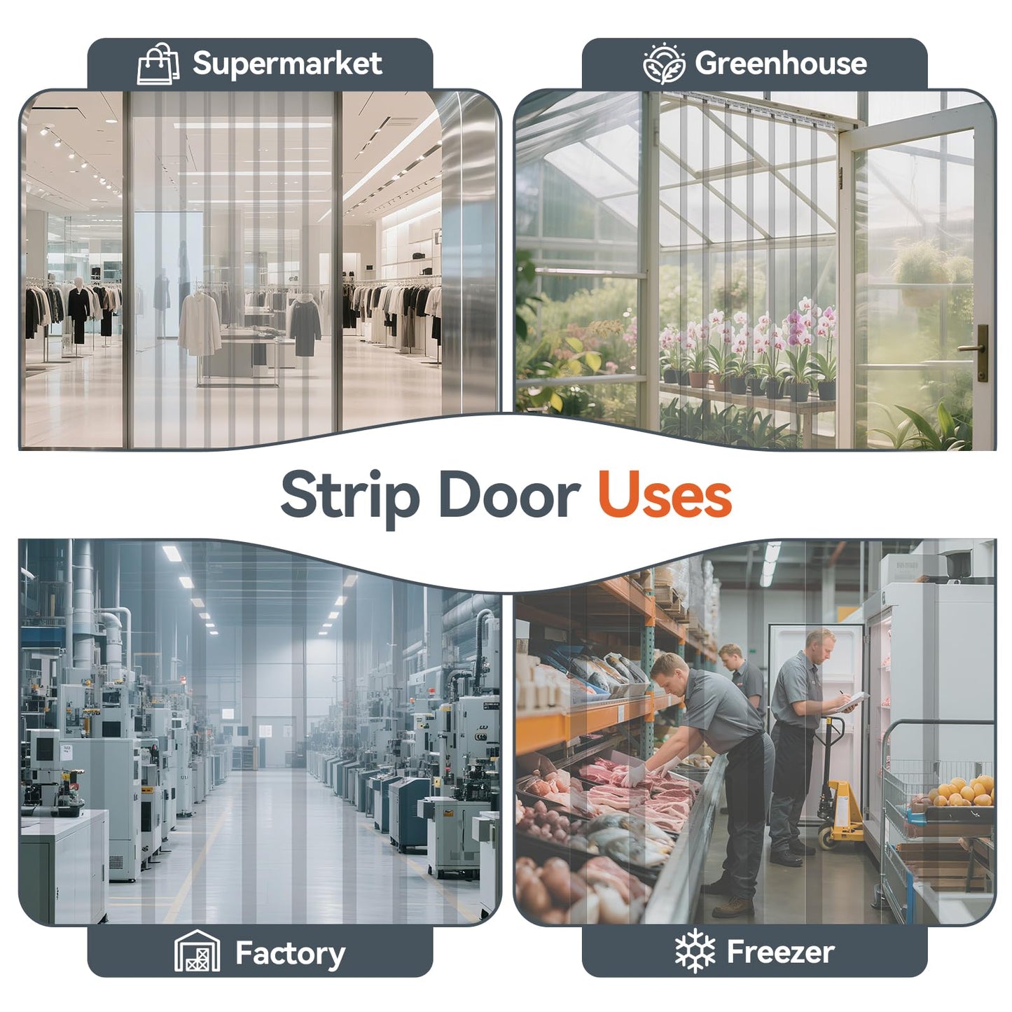 AUURIO Plastic Door Curtain, 84" Height x 72" Width x 0.08" Thickness, 12PCS Clear Smooth PVC Door Freezer Curtains Strips, Insulating Plastic Curtains for Doorways of Walk-in Cooler, Warehouse,Garage