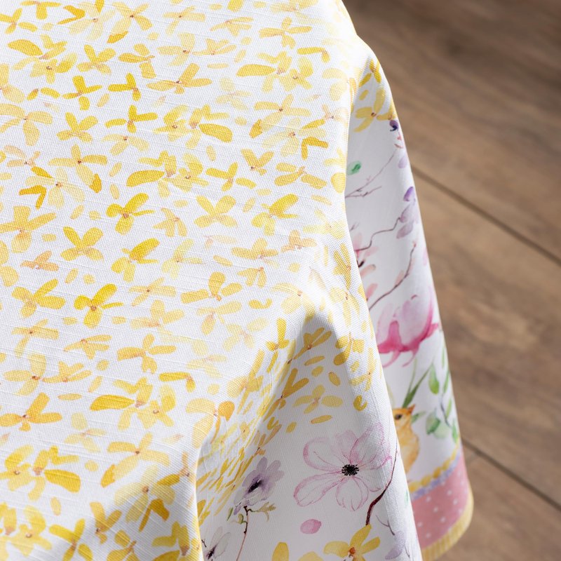 Maison d' Hermine Table Cloth Round Table 100% Cotton 69 Round Inches Tablecloth Reusable Decorative for Dining Kitchen Room Farmhouse Home Gifts for Mothers Day Spring Summer - Easter Zest
